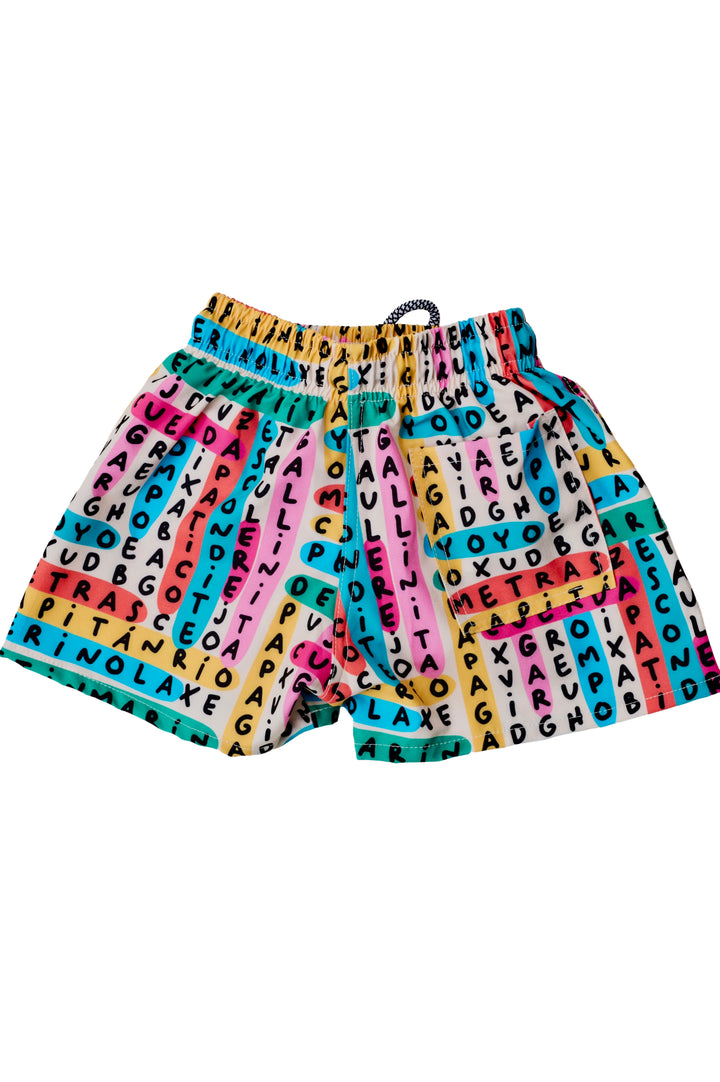 SHORT DE PLAYA SOPA DE LETRAS