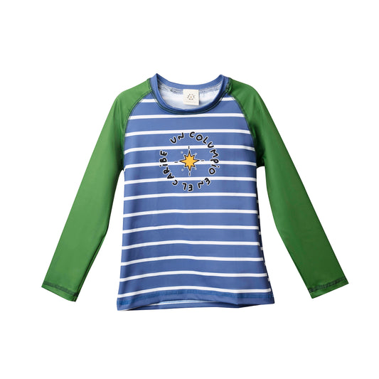 JERSEY DE PLAYA RAYAS AZUL Y VERDE