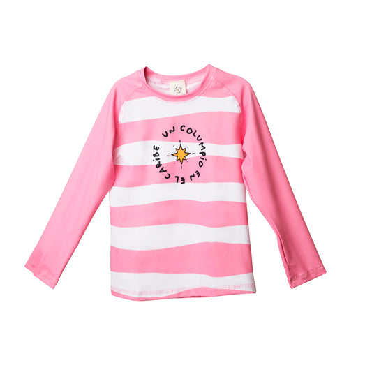 JERSEY DE PLAYA RAYAS BLANCO Y ROSA