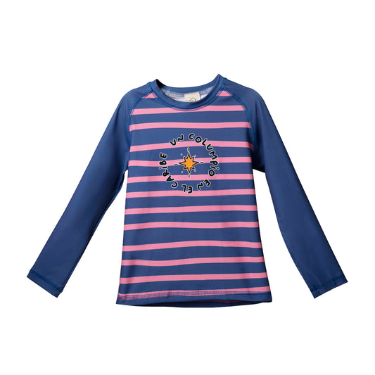 JERSEY DE PLAYA AZUL RAYAS ROSA